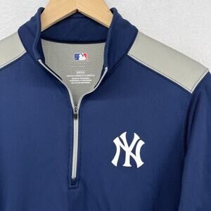 NEW YORK YANKEES Sweatshirt Mens S MLB Baseball NYY Fleece 1/4 Zip Pullover Blue